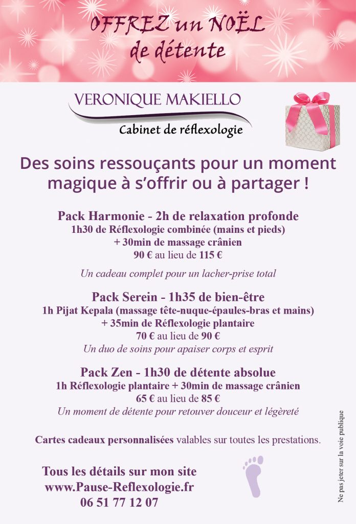Idée cadeau de Noël en bon cadeau : 
Pack Harmonie, Pack Serein, Pack Zen